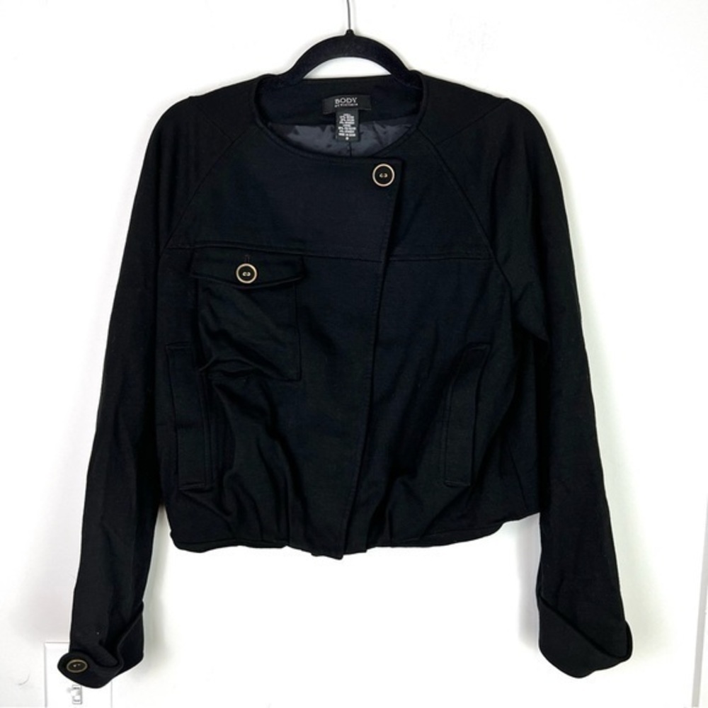 Body By Victoria Jacket Women 8 Black Zip Long Sleeve Coat Business Work Ladies